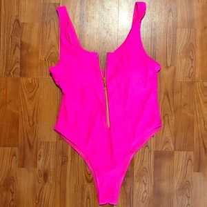 Sexy hot pink one piece swimsuit